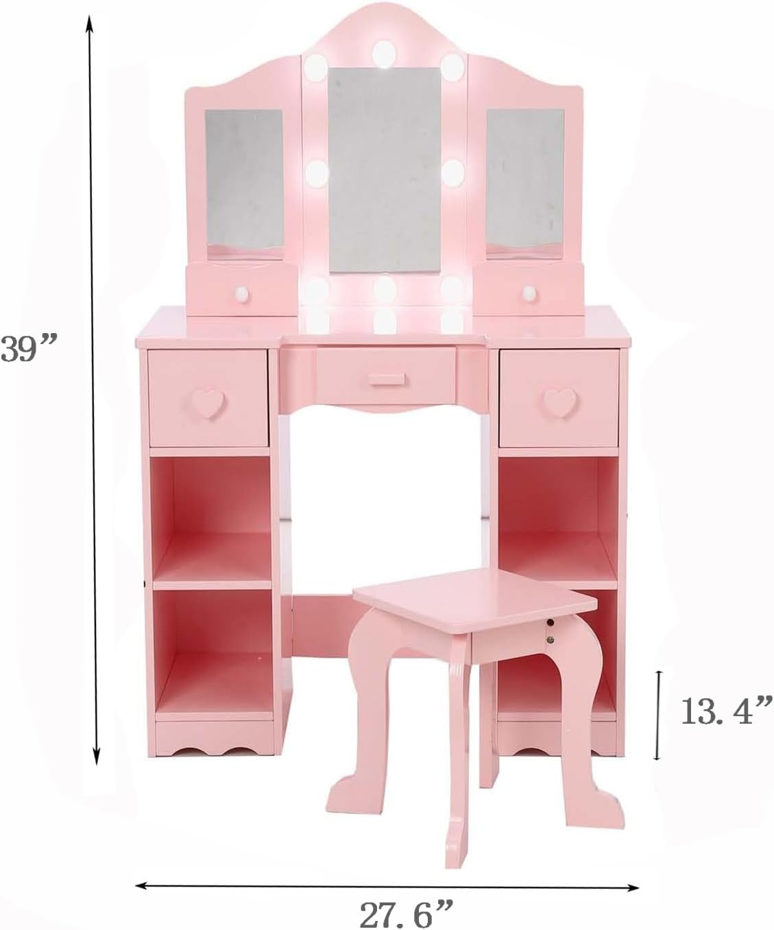 Kids Vanity Set With Mirror and Bench.