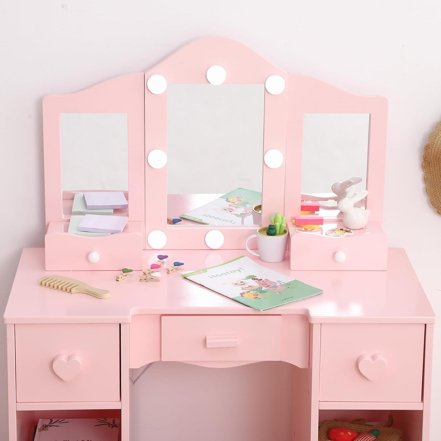 Kids Vanity Set With Mirror and Bench.