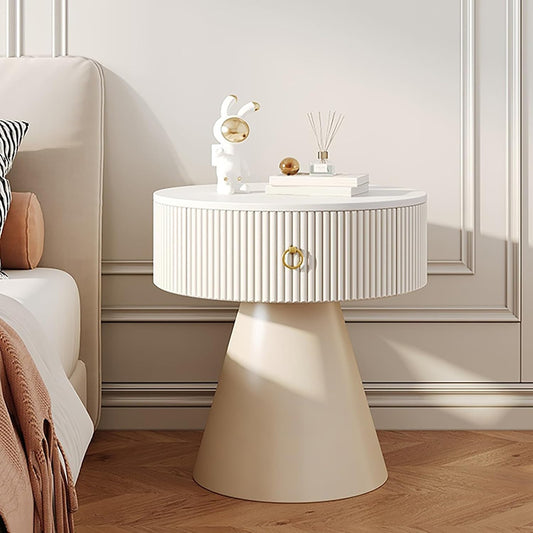 Modern Sintered Stone Side Table, Round Nightstand.