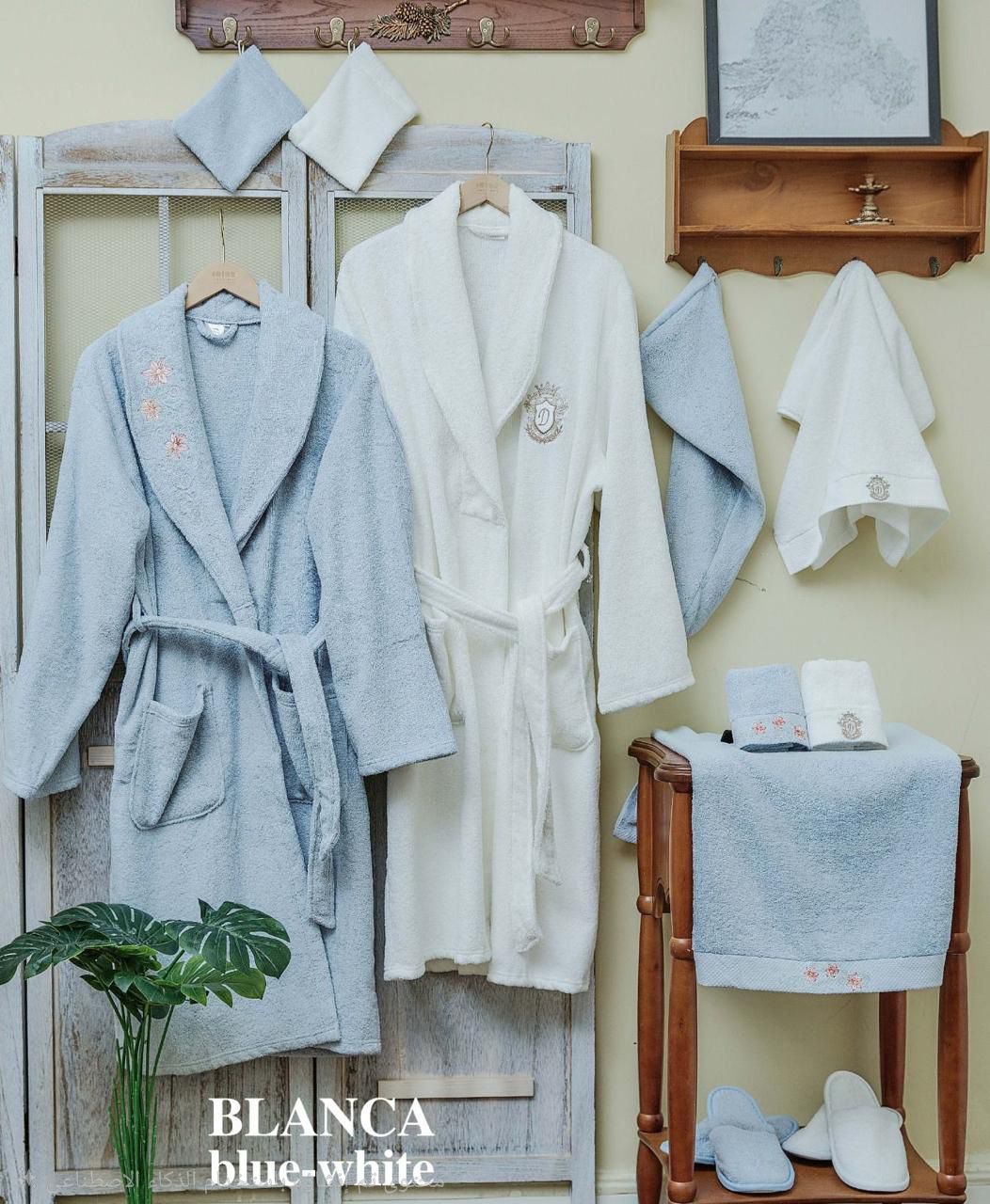 Cotton Couple Bathrobe, 3-piece cotton family bathrobe set,