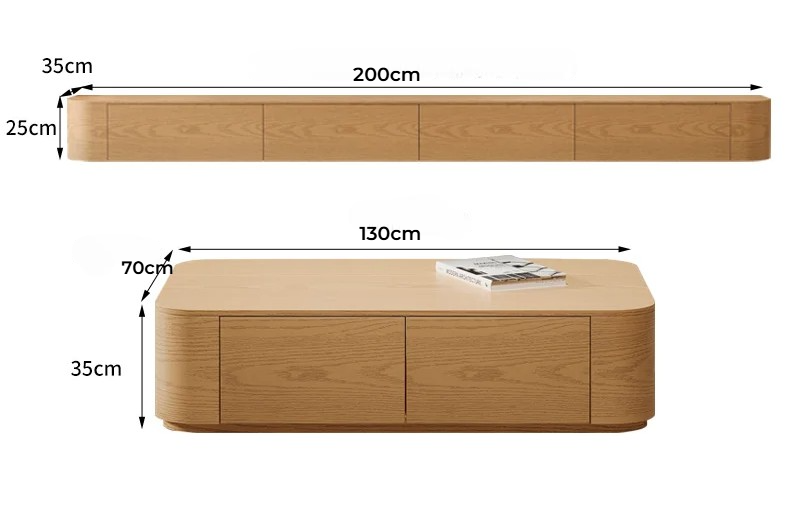 Wooden Table Set, Wall Mounted Tv Unit with Matching Coffee Table.