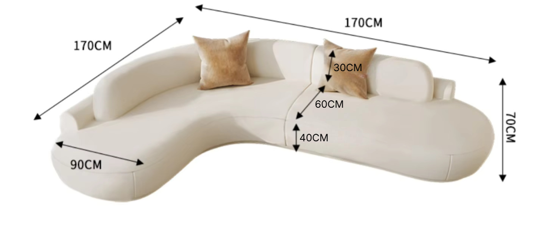 Modern High-End L-Shaped Corner Sofa Curved Edges.