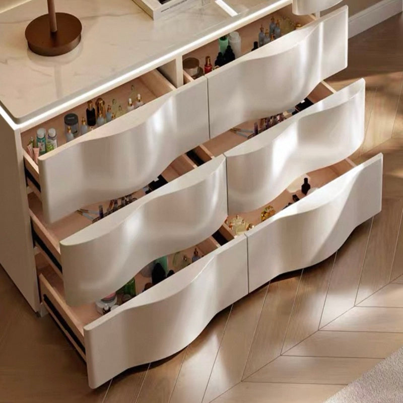 Lighted Design White Dressing Table with Chair and Mirror.