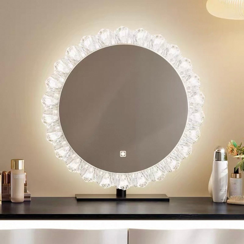 Lighted Design White Dressing Table with Chair and Mirror.
