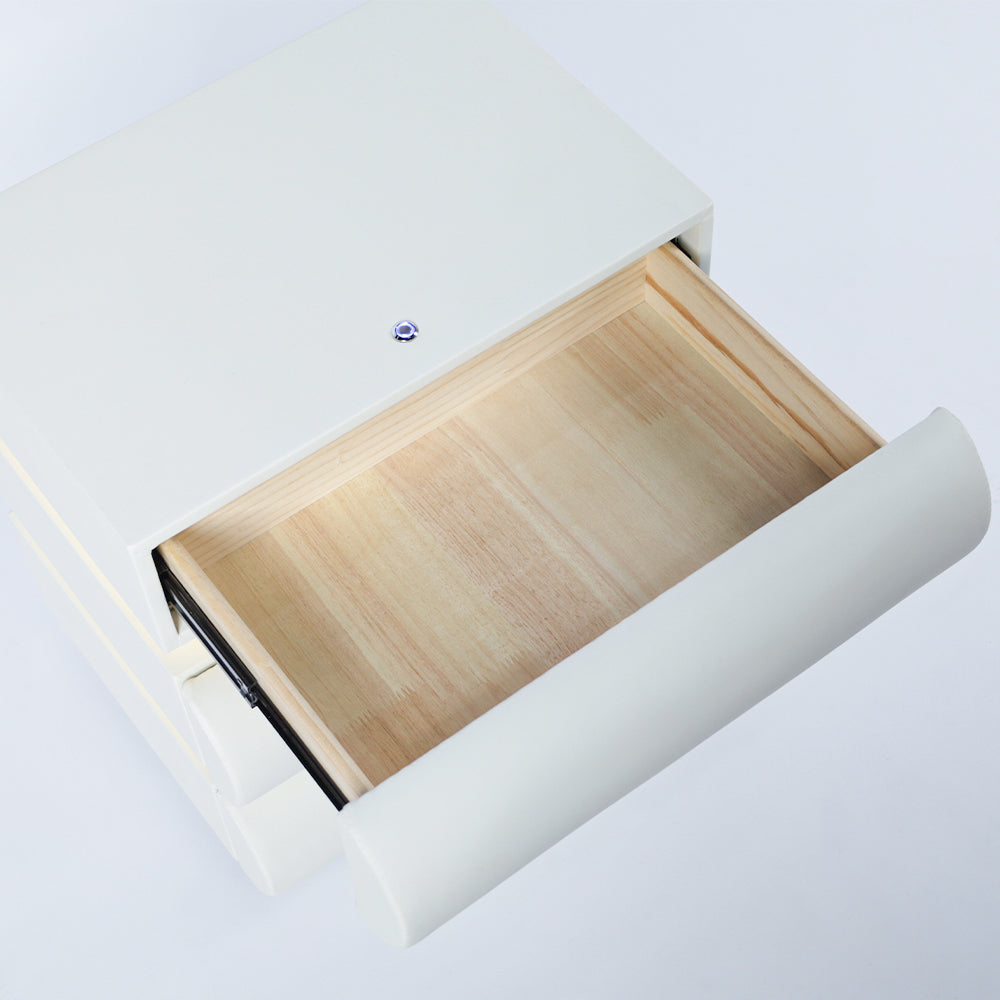 Bedside Table Nightstand with Three Drawers Built in LED Light Storage Cabinet for Bedroom