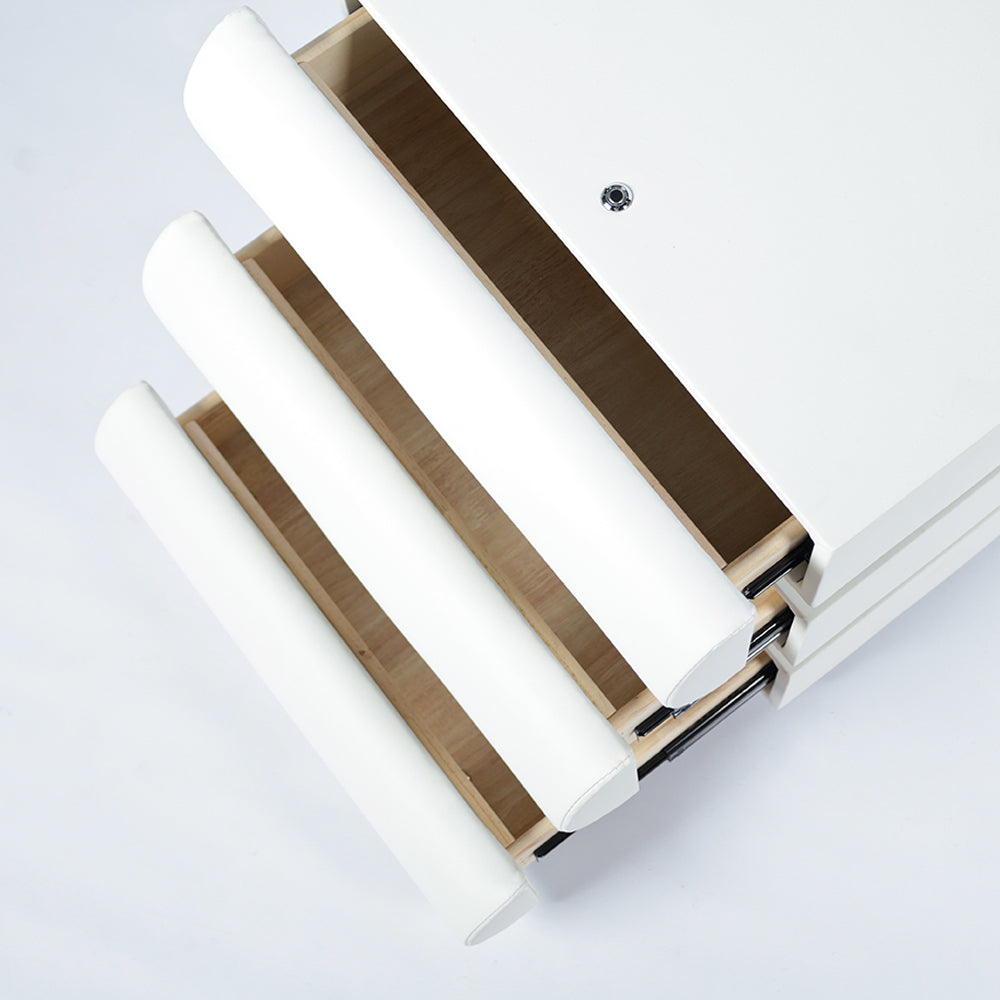Bedside Table Nightstand with Three Drawers Built in LED Light Storage Cabinet for Bedroom