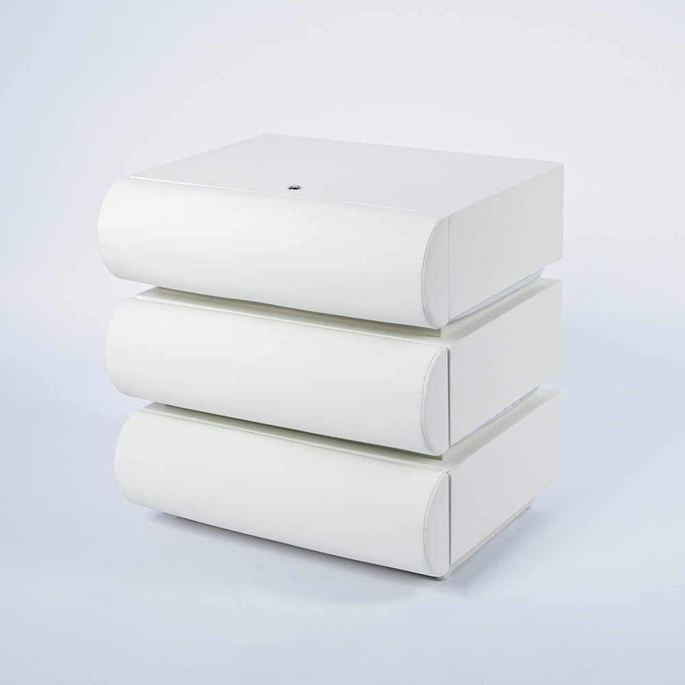 Bedside Table Nightstand with Three Drawers Built in LED Light Storage Cabinet for Bedroom