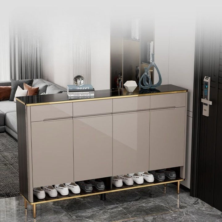 Shoe Cabinet Storage Racks, Tempered Glass Top.