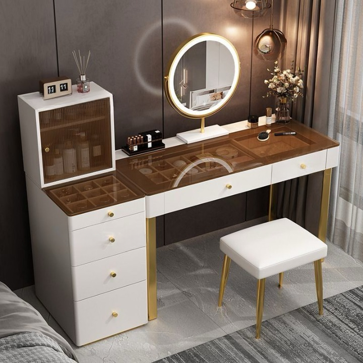 Modern Makeup Dressing Table with Drawers Storage Cabinet.