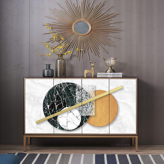 Sideboard Four Doors Buffet Cabinet, Drawing Panel.