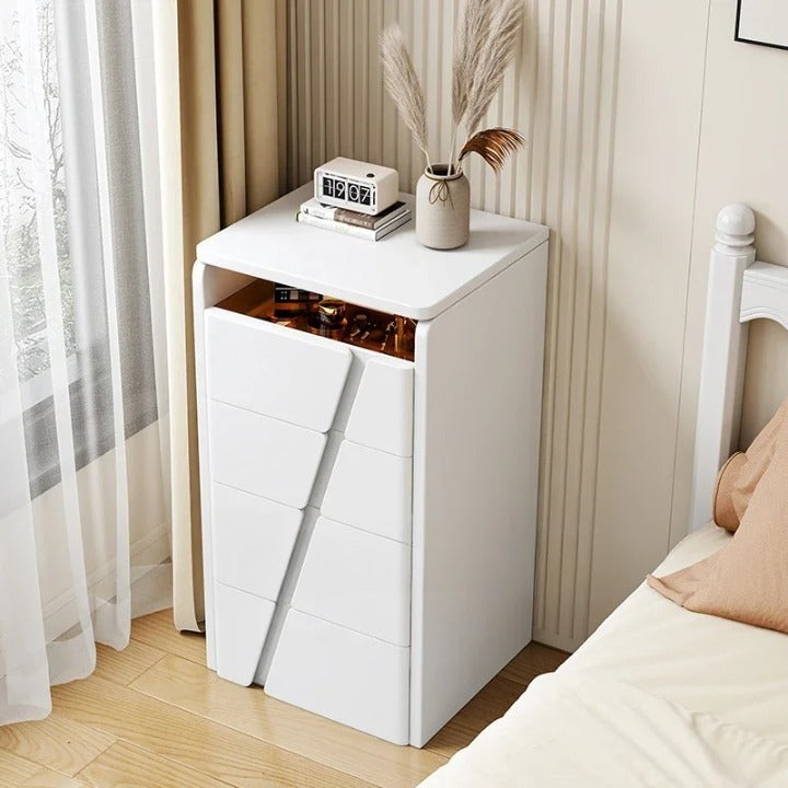 Minimalist Dressing Table with Lighted Mirror, Flip Top Compact Vanity Table.