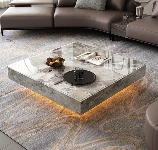 Modern Square Coffee Table with Ambient Light.