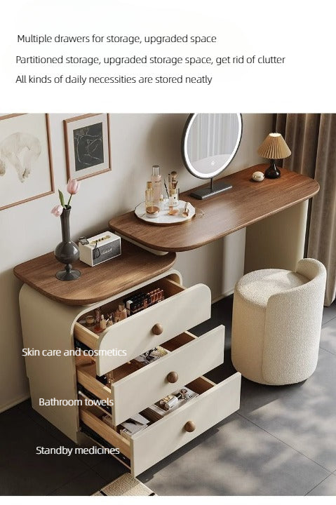 Elegant Vanity Dressing Table Set with LED Mirror & Stool.