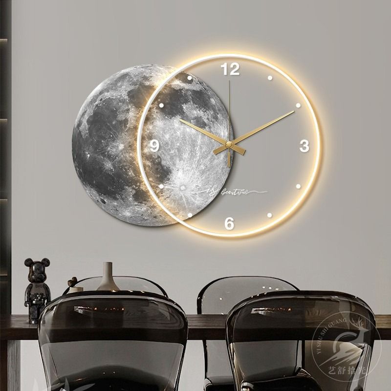 Round Full Moon Sensor Luminous Wall Clock.