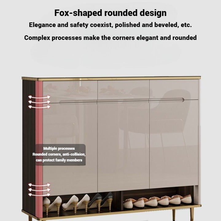 Shoe Cabinet Storage Racks, Tempered Glass Top.