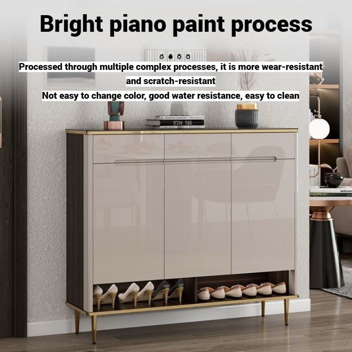 Shoe Cabinet Storage Racks, Tempered Glass Top.