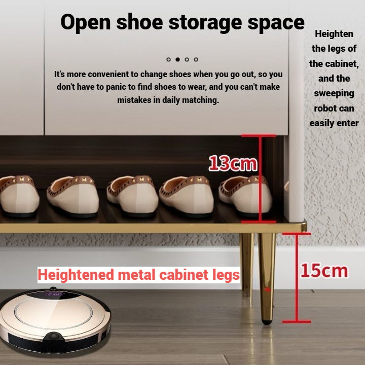 Shoe Cabinet Storage Racks, Tempered Glass Top.
