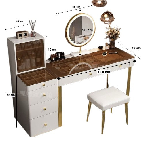 Modern Makeup Dressing Table with Drawers Storage Cabinet.