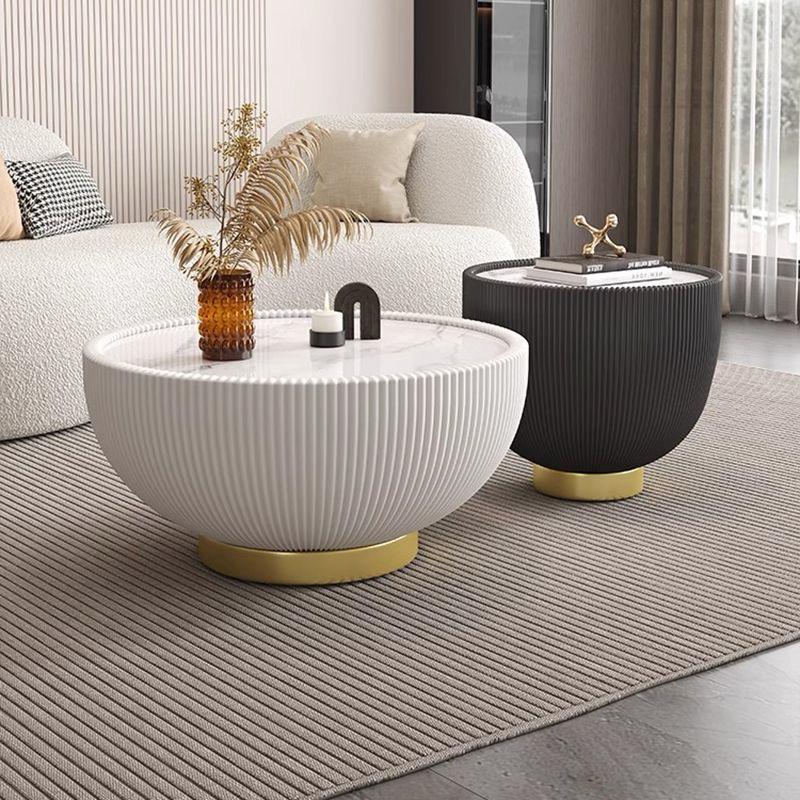 Modern White Marble Top Coffee Table End Table Set.