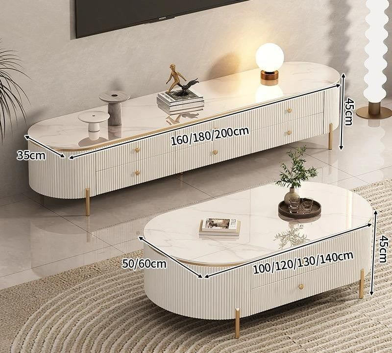 Modern White Living Room Tables Set.