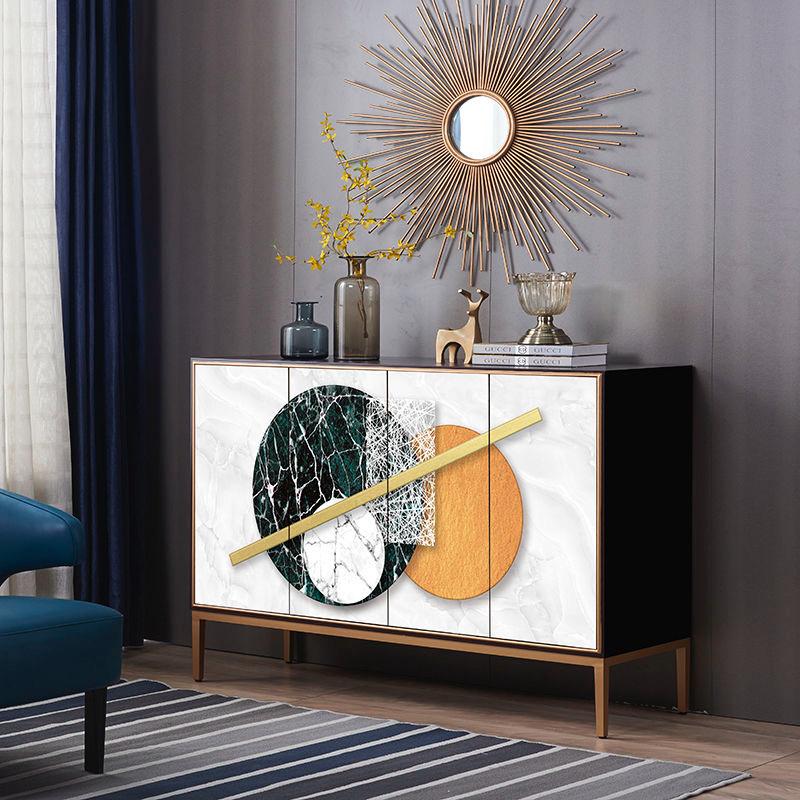 Sideboard Four Doors Buffet Cabinet, Drawing Panel.