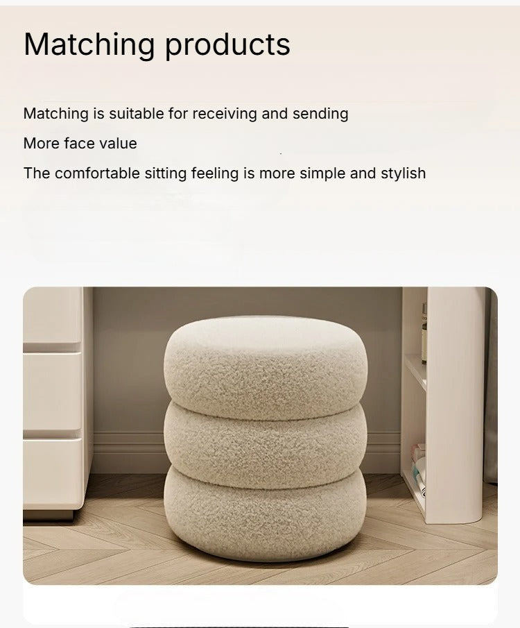 Sleek White Dressing Table Set with Stool and Mirror.