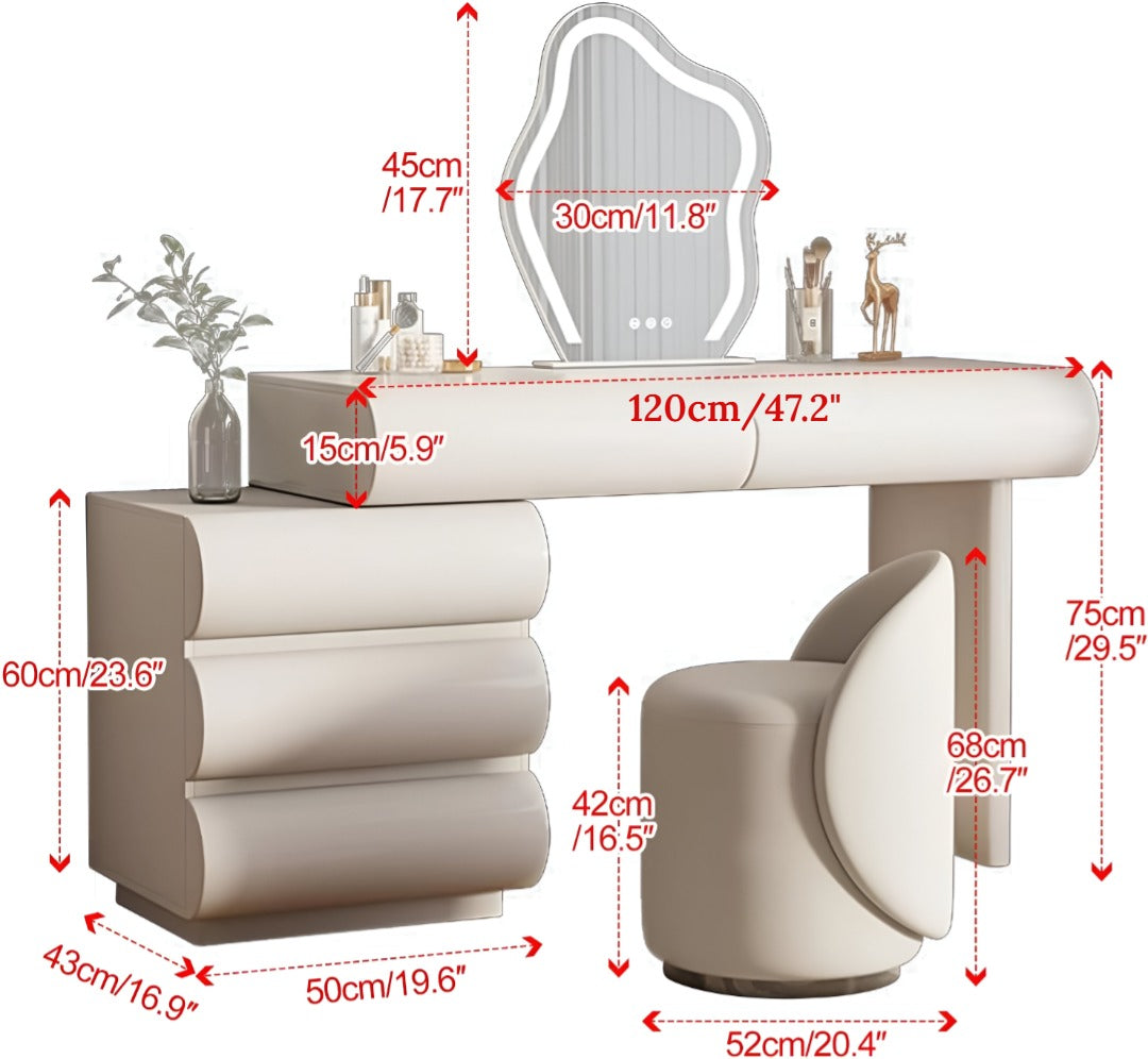 Dressing Table Set with Mirror and Chair.