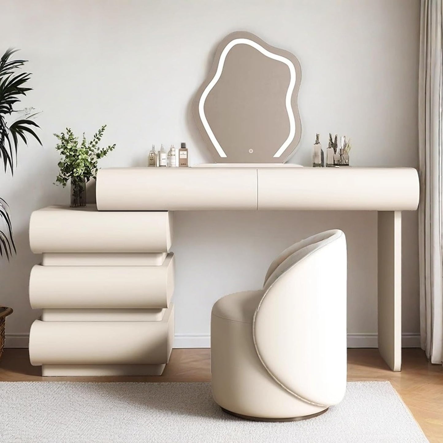 Dressing Table Set with Mirror and Chair.
