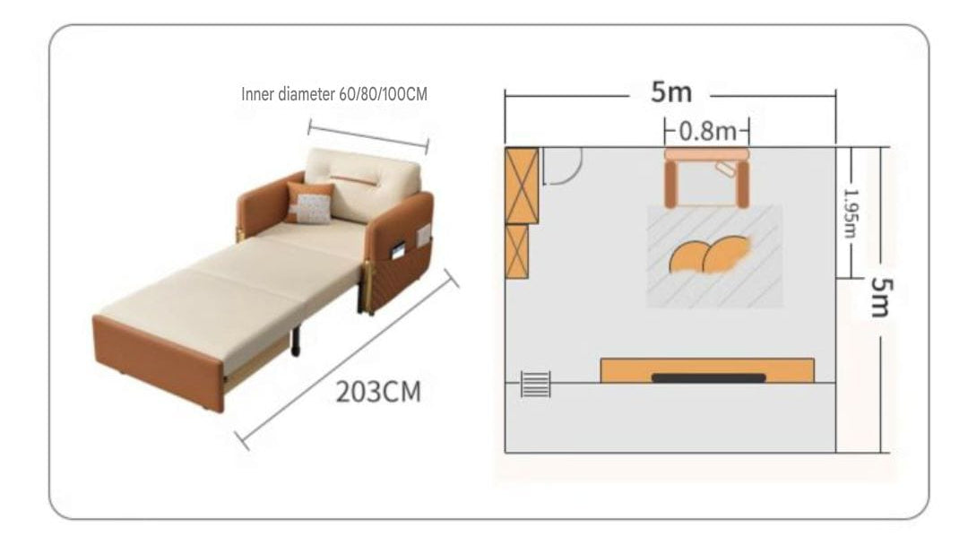 Nordic Creative Single Sofa Bed With Storage.