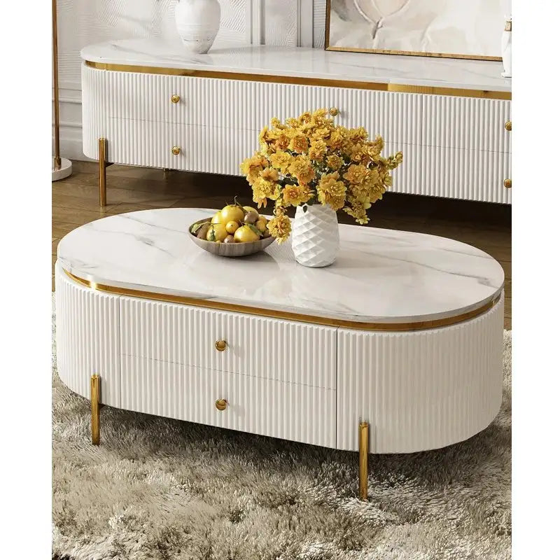 Modern White Living Room Tables Set.