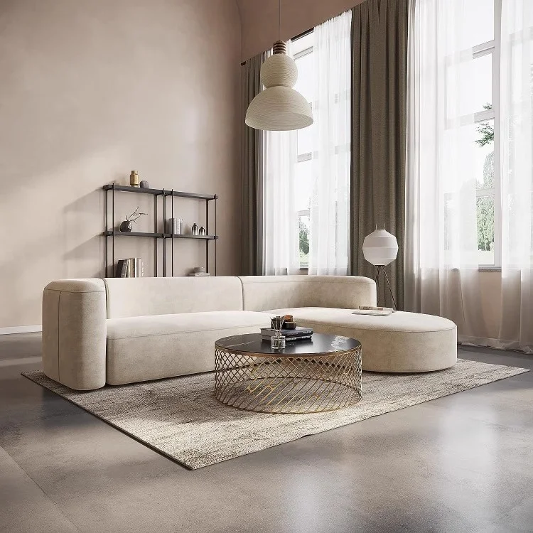 Modern L-Shaped Couch, Living room Sectional Sofa.