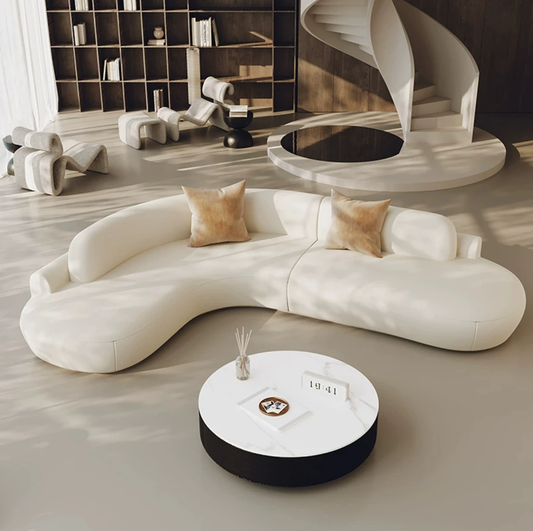 Modern High-End L-Shaped Corner Sofa Curved Edges.