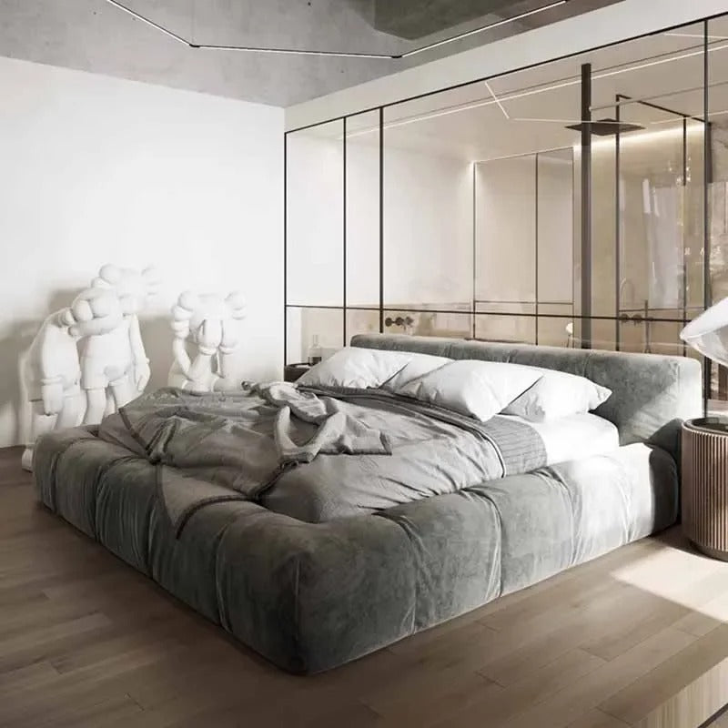 Cozy Soft Modern Bed Frame with Low Headboard.