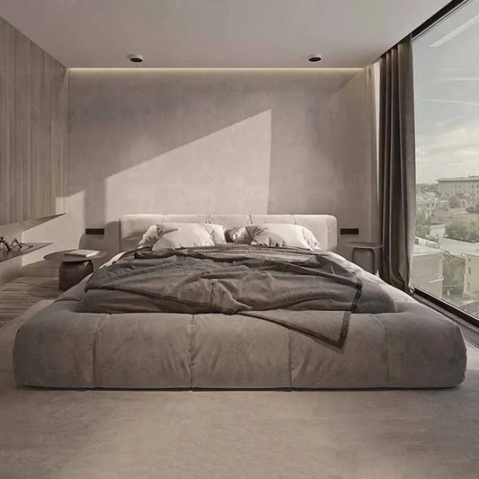 Cozy Soft Modern Bed Frame with Low Headboard.