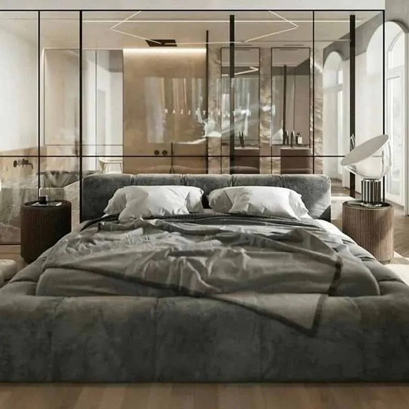Cozy Soft Modern Bed Frame with Low Headboard.