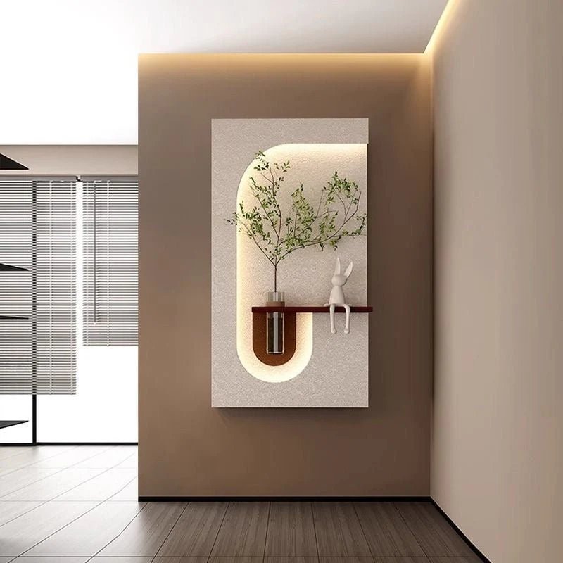 Wall Art Decoration Mural with LED, Vase and Shelf.