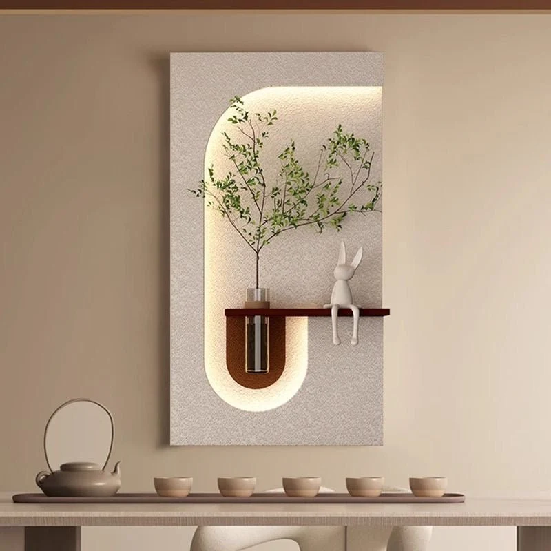 Wall Art Decoration Mural with LED, Vase and Shelf.