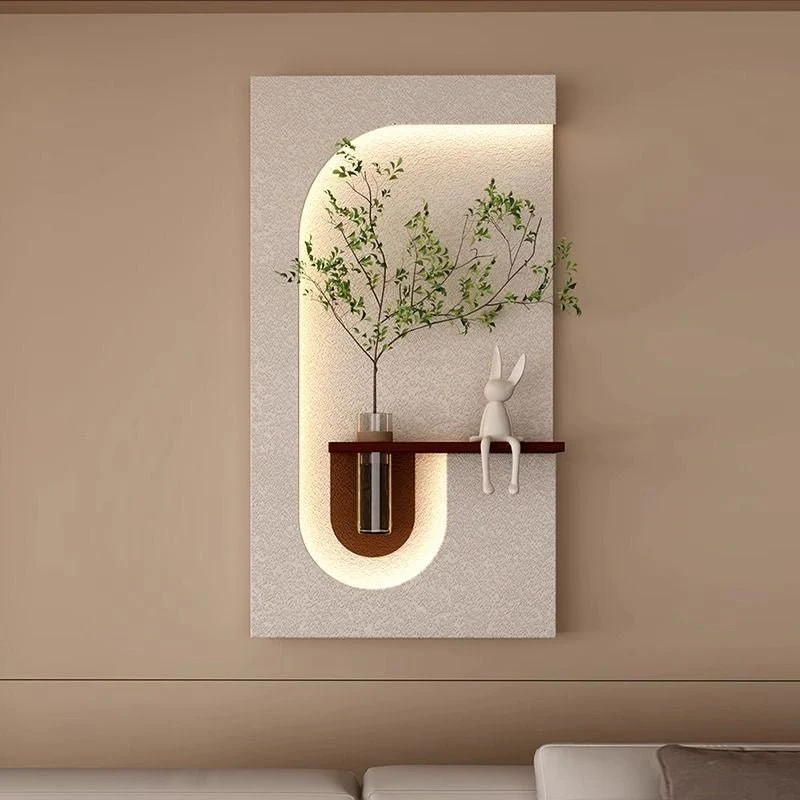 Wall Art Decoration Mural with LED, Vase and Shelf.