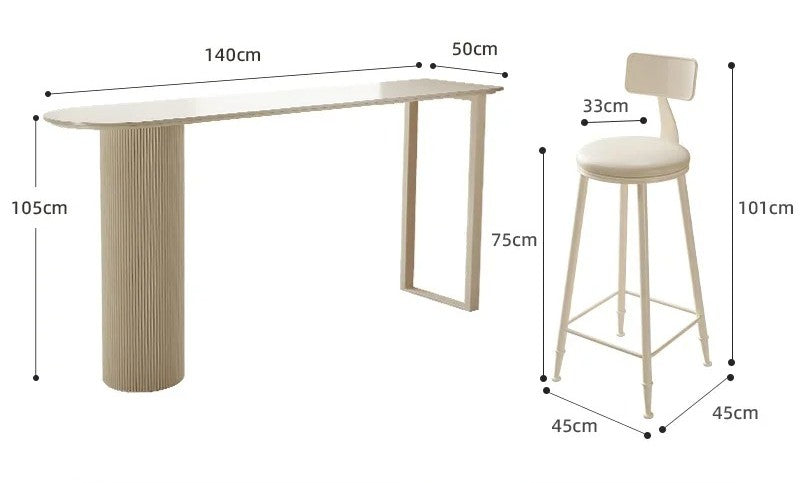 wide dining table with two chairs
