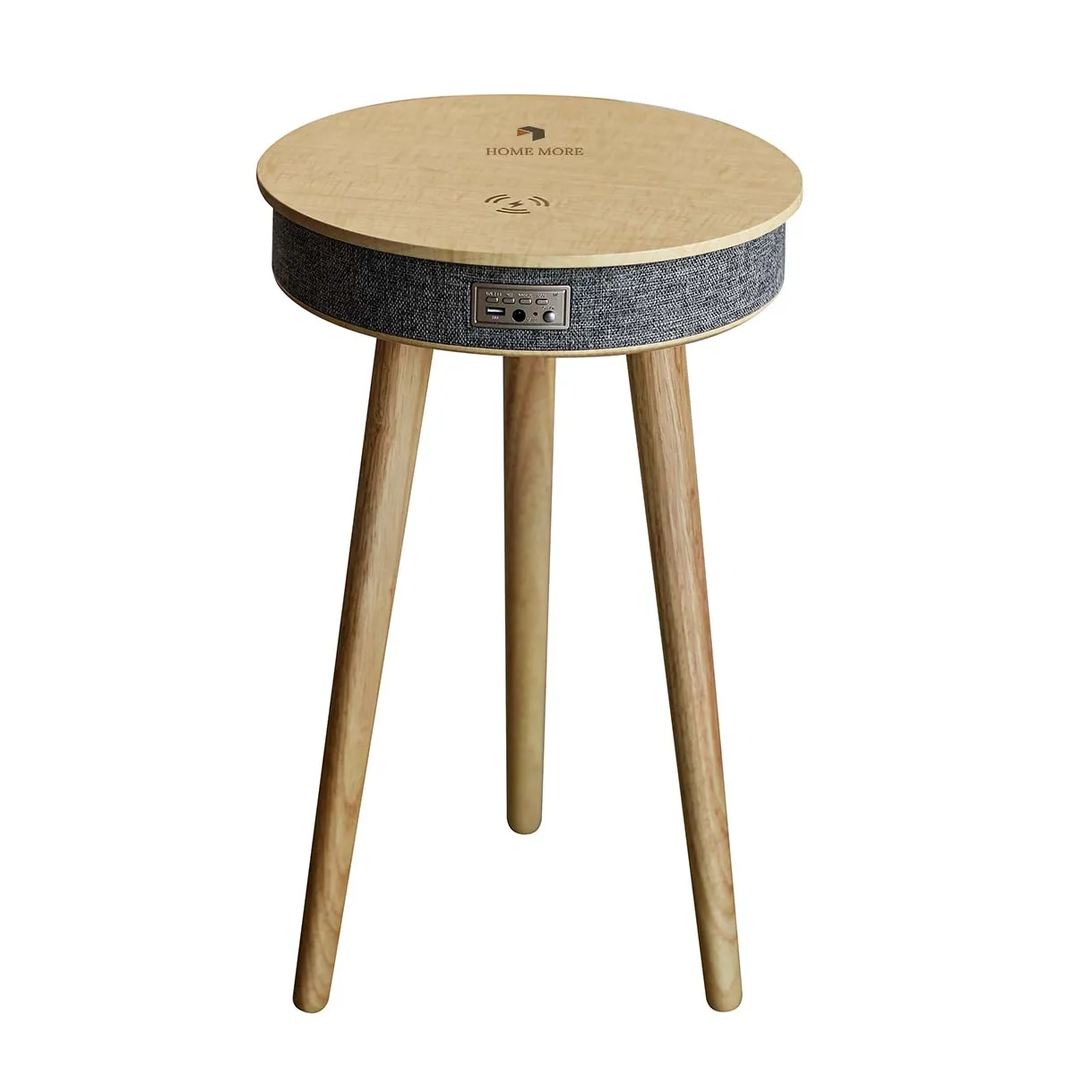 Modern Smart Table with Built in 360° Bluetooth Speaker & Wireless QI Charger.