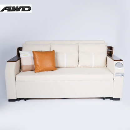 Modern Extendable 2 in 1 Sofa Bed with Side Pockets, Daybed with Bottom and Side Storage, USB Ports, Bluetooth, Speaker.