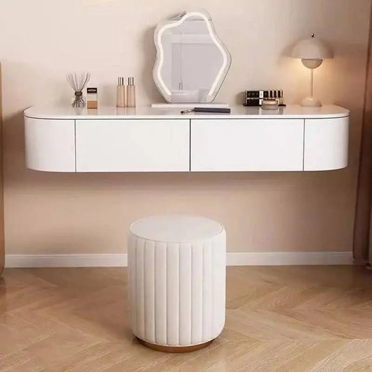 Modern-Style Wall Mounted Vanity Table with Cloud Mirror.