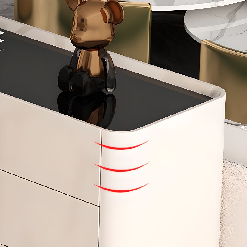 Shoe Storage Cabinet, White Wooden Shoe Rack with Tempered Glass Top.