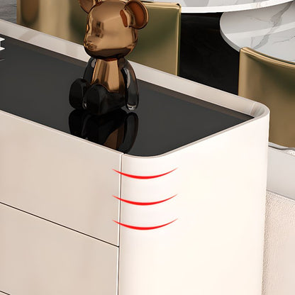Shoe Storage Cabinet, White Wooden Shoe Rack with Tempered Glass Top.