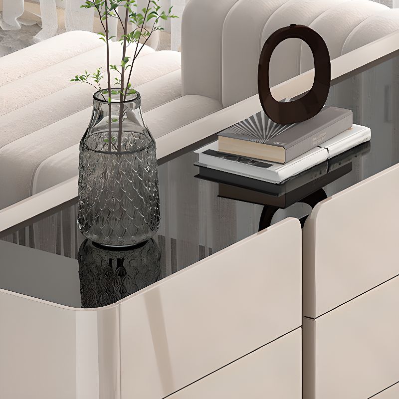 Shoe Storage Cabinet, White Wooden Shoe Rack with Tempered Glass Top.