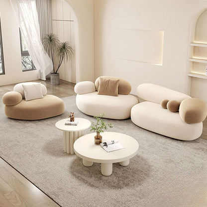 Symmetrical Bow Front Corner Sectional with Round Arm & Concealed Support.