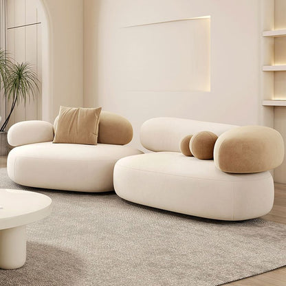 Symmetrical Bow Front Corner Sectional with Round Arm & Concealed Support.