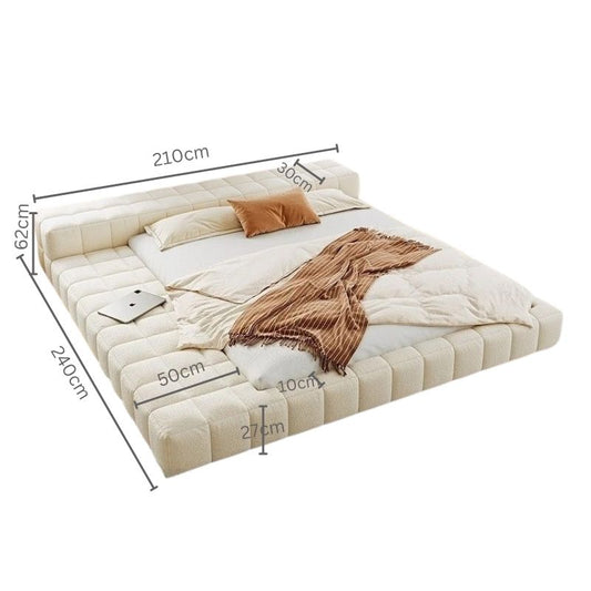 Modern Upholstered Low-Profile Bed.