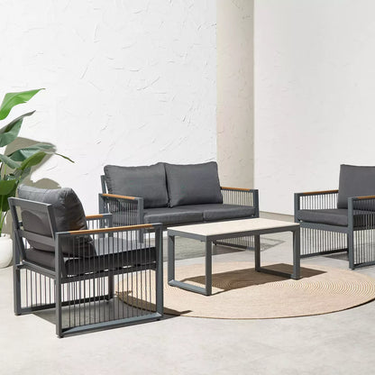 4-Seater Outdoor Lounge Sofa Set with Table