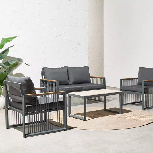 4-Seater Outdoor Lounge Sofa Set with Table